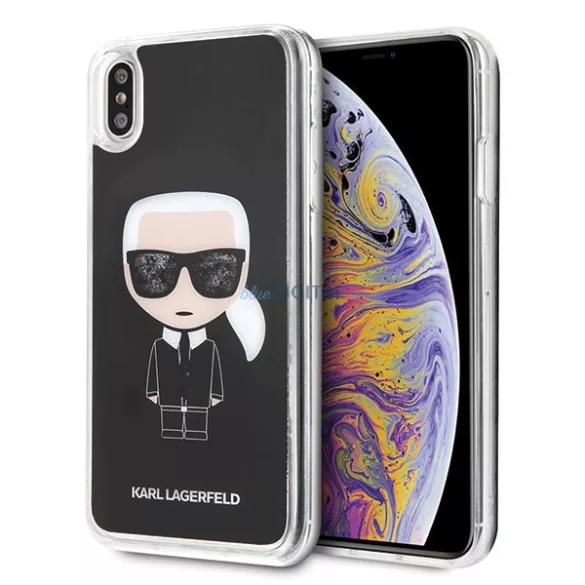 Karl Lagerfeld KLHCI65ICGBK Iconic Glitter tok iPhone XS Max - fekete