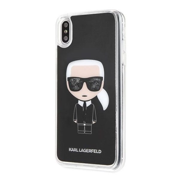Karl Lagerfeld KLHCI65ICGBK Iconic Glitter tok iPhone XS Max - fekete