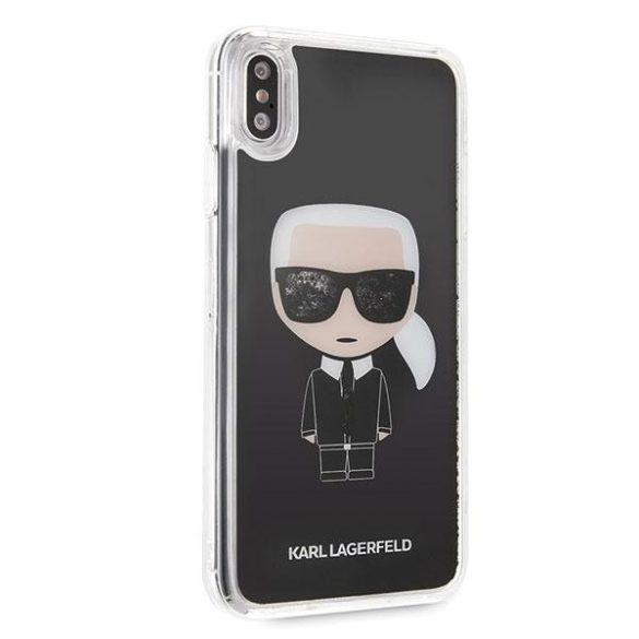 Karl Lagerfeld KLHCI65ICGBK Iconic Glitter tok iPhone XS Max - fekete