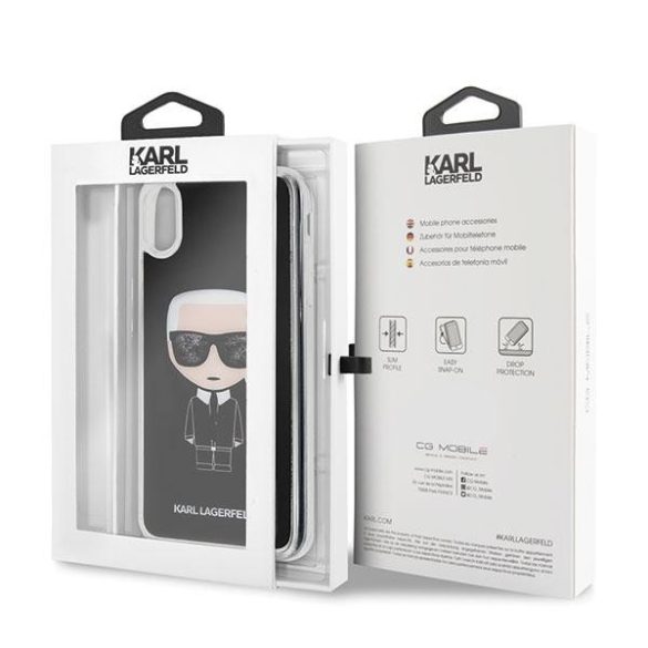Karl Lagerfeld KLHCI65ICGBK Iconic Glitter tok iPhone XS Max - fekete