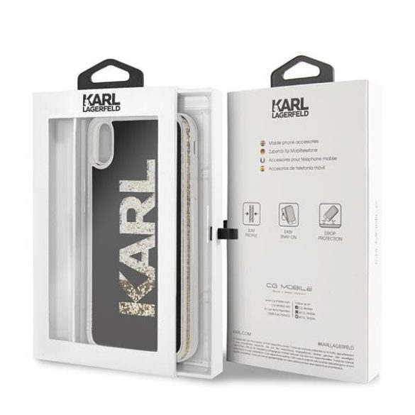 Karl Lagerfeld KLHCI65KAGBK iPhone Xs Max fekete Karl logó Glitter tok