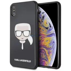   Karl Lagerfeld KLHCI65DLHBK Iconic Glitter Karl's Head tok iPhone XS Max - fekete