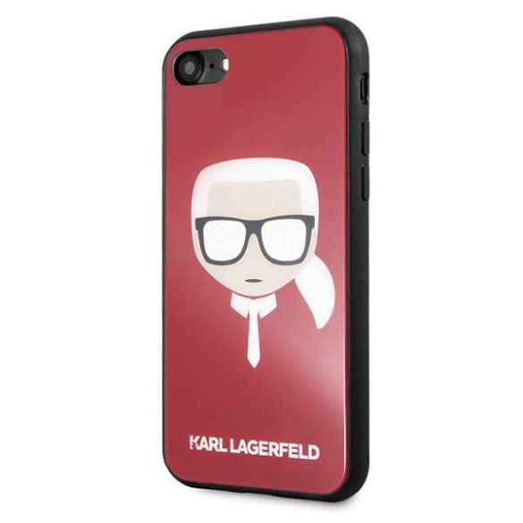 Karl Lagerfeld KLHCI8DLHRE iPhone 7/8 SE 2020 / SE 2022 piros ikonikus csillogós tok Karl Lagerfeld fej