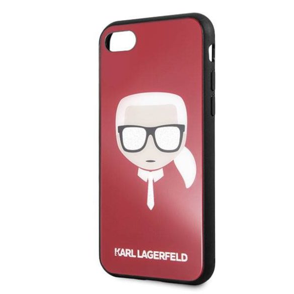 Karl Lagerfeld KLHCI8DLHRE iPhone 7/8 SE 2020 / SE 2022 piros ikonikus csillogós tok Karl Lagerfeld fej