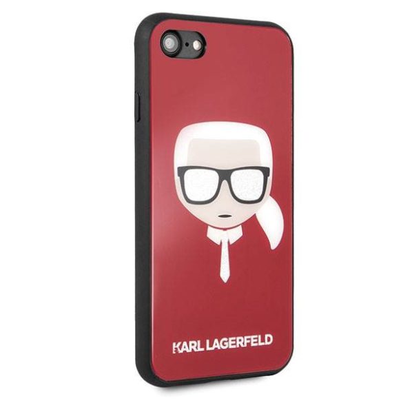 Karl Lagerfeld KLHCI8DLHRE iPhone 7/8 SE 2020 / SE 2022 piros ikonikus csillogós tok Karl Lagerfeld fej