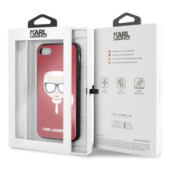 Karl Lagerfeld KLHCI8DLHRE iPhone 7/8 SE 2020 / SE 2022 piros ikonikus csillogós tok Karl Lagerfeld fej