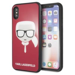   Karl Lagerfeld KLHCPXDLHRE iPhone X/Xs piros ikonikus csillogós tok Karl Lagerfeld fej