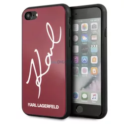   Karl Lagerfeld KLHCI8DLKSRE iPhone 7/8 SE 2020 / SE 2022 piros Signature Glitter keménytok