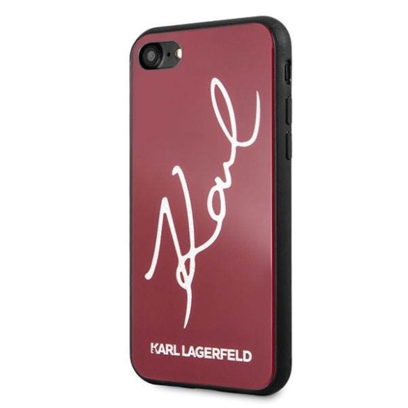 Karl Lagerfeld KLHCI8DLKSRE iPhone 7/8 SE 2020 / SE 2022 piros Signature Glitter keménytok