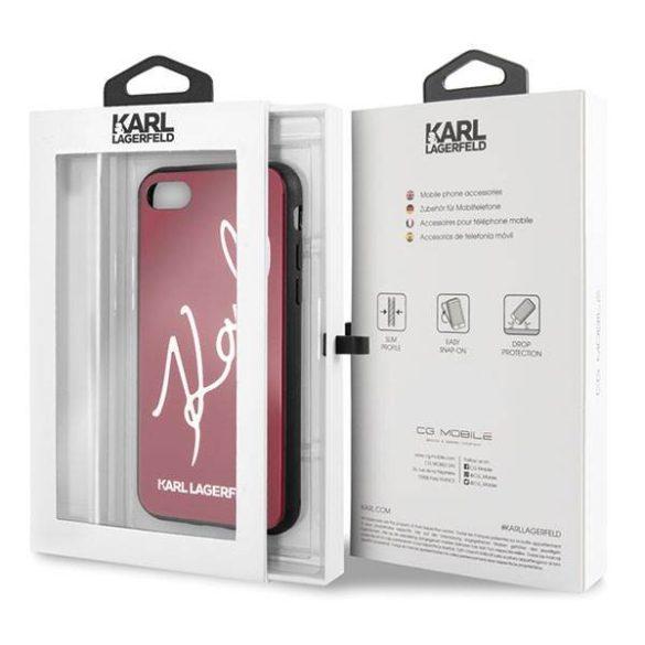 Karl Lagerfeld KLHCI8DLKSRE iPhone 7/8 SE 2020 / SE 2022 piros Signature Glitter keménytok