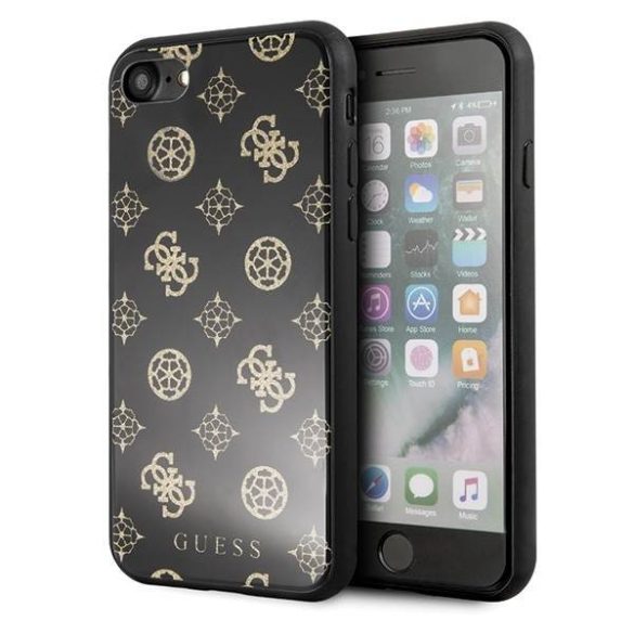 Guess GUHCI8TGGPBK iPhone 7/8/SE 2020 / SE 2022 fekete Peony G Double Layer Glitter keménytok