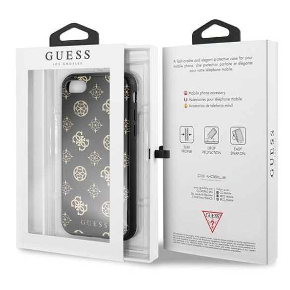 Guess GUHCI8TGGPBK iPhone 7/8/SE 2020 / SE 2022 fekete Peony G Double Layer Glitter keménytok