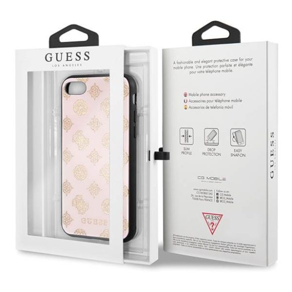 Guess GUHCI8TGGPLP iPhone 7/8/SE 2020/SE 2022 világos rózsaszín Peony G Double Layer Glitter keménytok