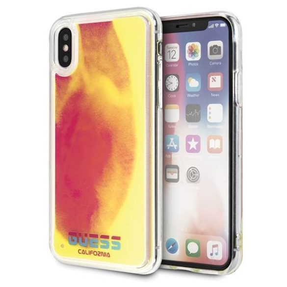 Guess GUHCPXGLCPI iPhone X/Xs rózsaszín California foszforeszkáló keménytok