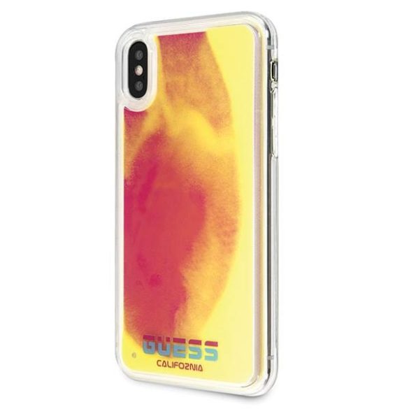 Guess GUHCPXGLCPI iPhone X/Xs rózsaszín California foszforeszkáló keménytok