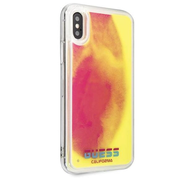 Guess GUHCPXGLCPI iPhone X/Xs rózsaszín California foszforeszkáló keménytok