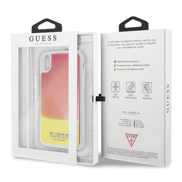 Guess GUHCPXGLCPI iPhone X/Xs rózsaszín California foszforeszkáló keménytok