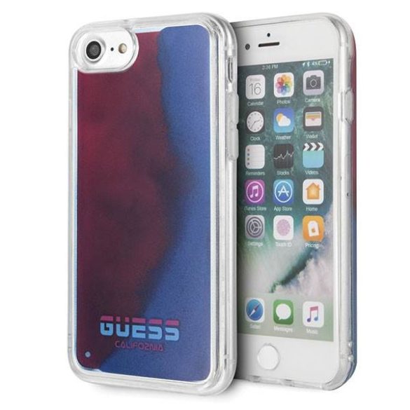 Guess GUHCI8GLCRE iPhone 7/8/SE 2020 piros California foszforeszkáló keménytok