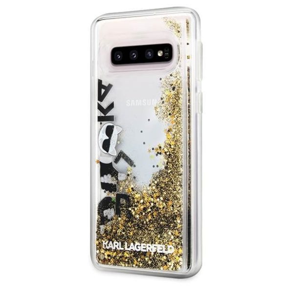 Karl Lagerfeld KLHCS10 ROGO Samsung Galaxy S10 G973 fekete & arany csillogós keménytok