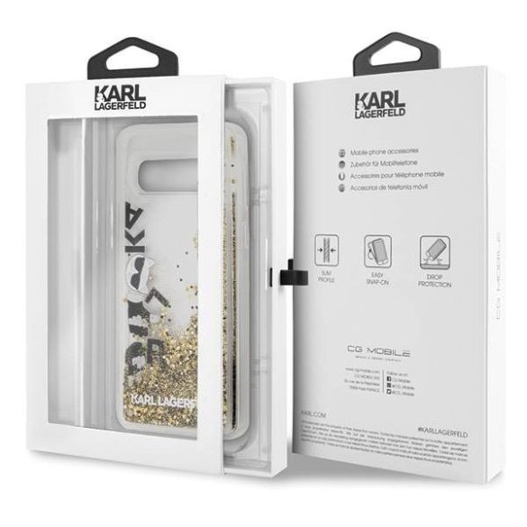 Karl Lagerfeld KLHCS10 ROGO Samsung Galaxy S10 G973 fekete & arany csillogós keménytok