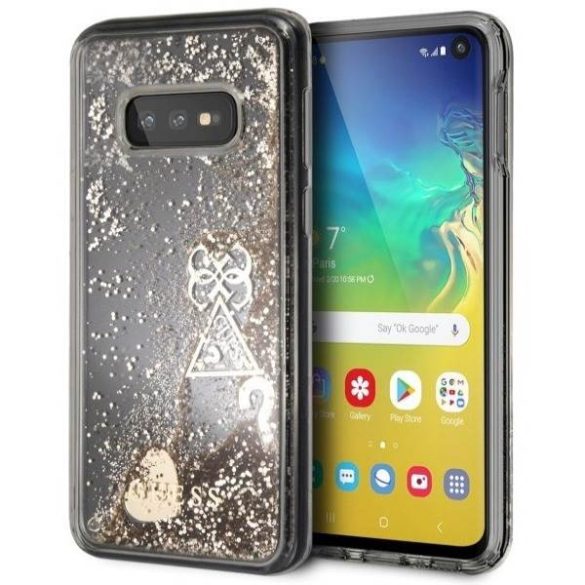 Guess GUHCS10 LGLHFLGO S10 e G970 arany csillogó szivecskés keménytok 
