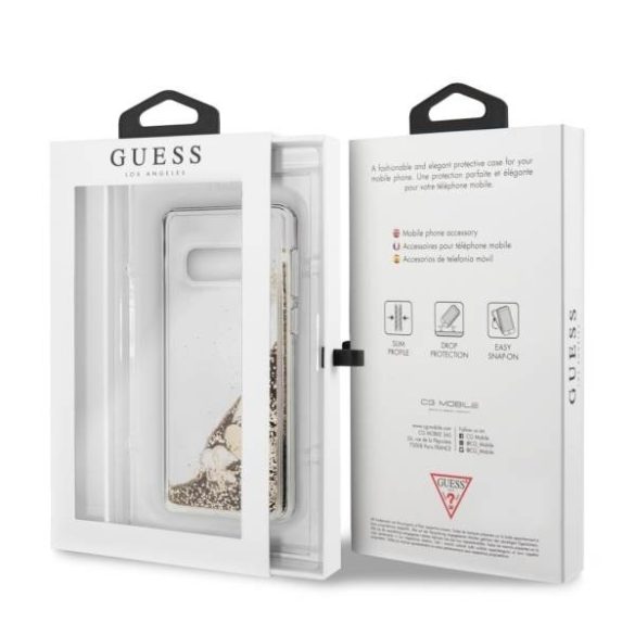 Guess GUHCS10 LGLHFLGO S10 e G970 arany csillogó szivecskés keménytok 