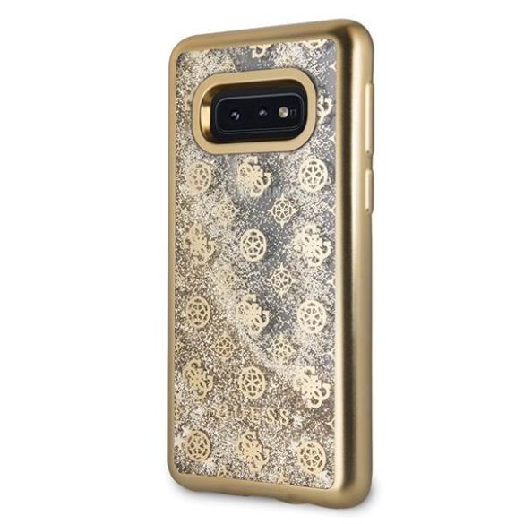 Guess GUHCS10 LPEOLGGO S10 e G970 arany 4G Peony folyékony csillogó kristályos keménytok
