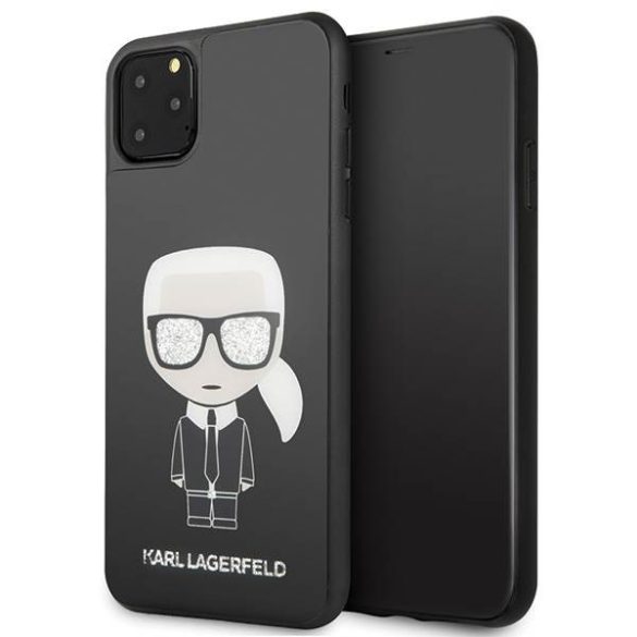 Karl Lagerfeld KLHCN65DLFKBK iPhone 11 Pro Max fekete keménytok ikonikus Karl csillogó