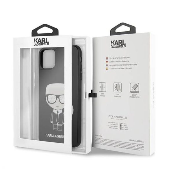 Karl Lagerfeld KLHCN65DLFKBK iPhone 11 Pro Max fekete keménytok ikonikus Karl csillogó