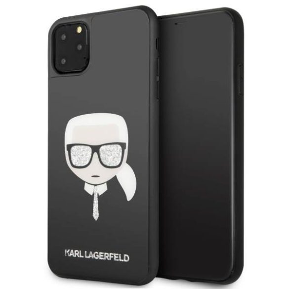 Karl Lagerfeld KLHCN65DLHBK iPhone 11 Pro Max fekete ikonikus csillogós tok Karl Lagerfeld fej