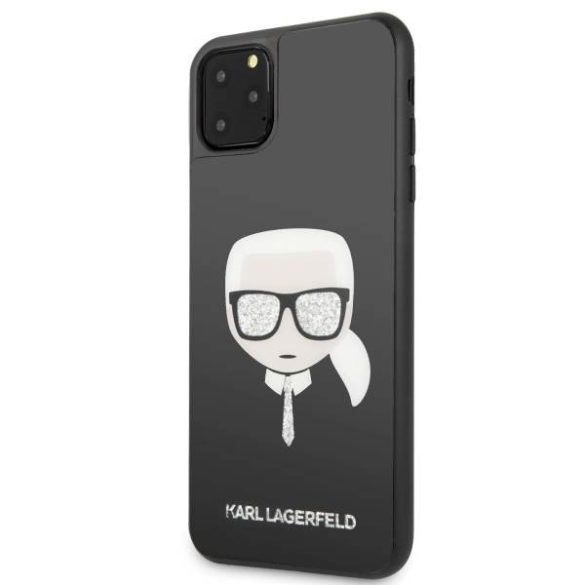 Karl Lagerfeld KLHCN65DLHBK iPhone 11 Pro Max fekete ikonikus csillogós tok Karl Lagerfeld fej