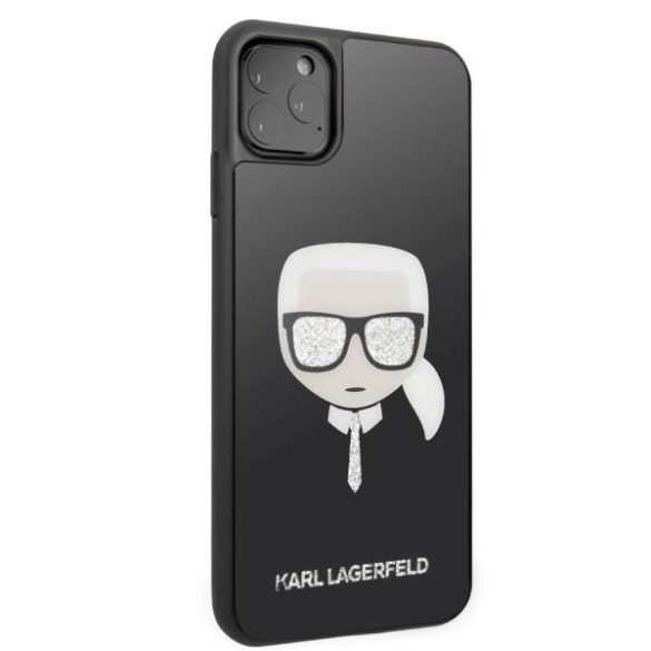 Karl Lagerfeld KLHCN65DLHBK iPhone 11 Pro Max fekete ikonikus csillogós tok Karl Lagerfeld fej