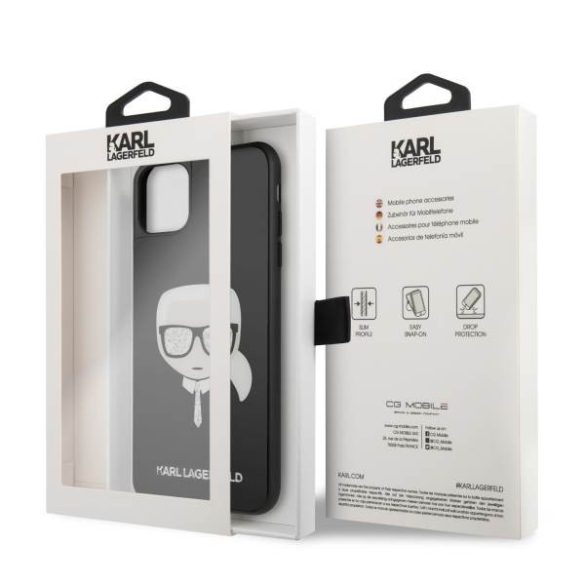 Karl Lagerfeld KLHCN65DLHBK iPhone 11 Pro Max fekete ikonikus csillogós tok Karl Lagerfeld fej
