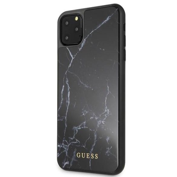 Guess GUHCN65HYMABK iPhone 11 Pro Max fekete márvány üveg tok