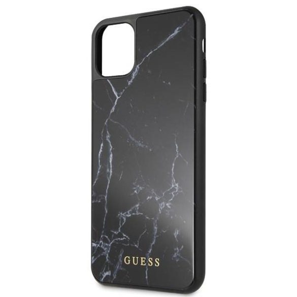 Guess GUHCN65HYMABK iPhone 11 Pro Max fekete márvány üveg tok