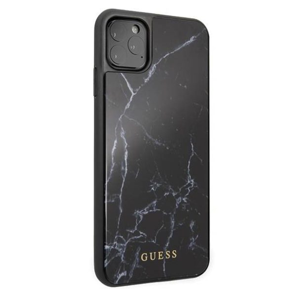 Guess GUHCN65HYMABK iPhone 11 Pro Max fekete márvány üveg tok