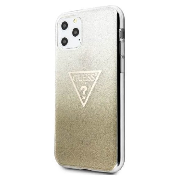 Guess GUHCN61SGTLGO iPhone 11 6,1" / Xr arany Glitter Triangle keménytok