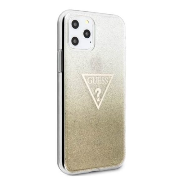 Guess GUHCN61SGTLGO iPhone 11 6,1" / Xr arany Glitter Triangle keménytok