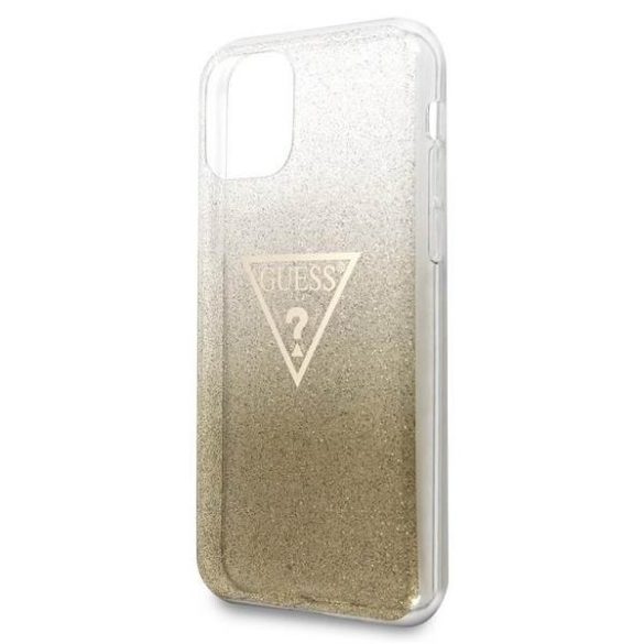 Guess GUHCN61SGTLGO iPhone 11 6,1" / Xr arany Glitter Triangle keménytok