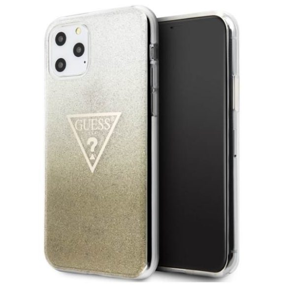 Guess GUHCN65SGTLGO iPhone 11 Pro Max arany Glitter Triangle keménytok