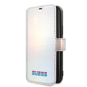 Guess GUFLBKN58BLD iPhone 11 Pro ezüst irizáló könyvtok