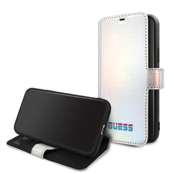 Guess GUFLBKN58BLD iPhone 11 Pro ezüst irizáló könyvtok