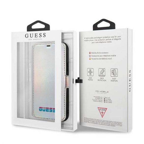 Guess GUFLBKN58BLD iPhone 11 Pro ezüst irizáló könyvtok