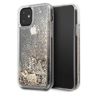 Guess GUHCN61GLHFLGO iPhone 11 6,1" / Xr arany csillogó szivecskés keménytok