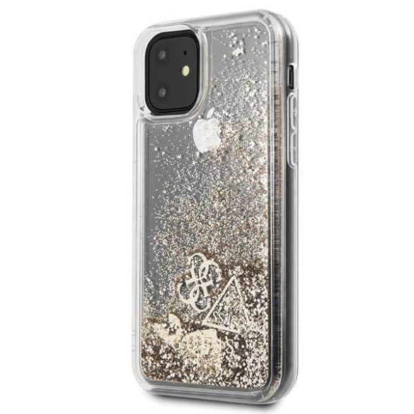 Guess GUHCN61GLHFLGO iPhone 11 6,1" / Xr arany csillogó szivecskés keménytok