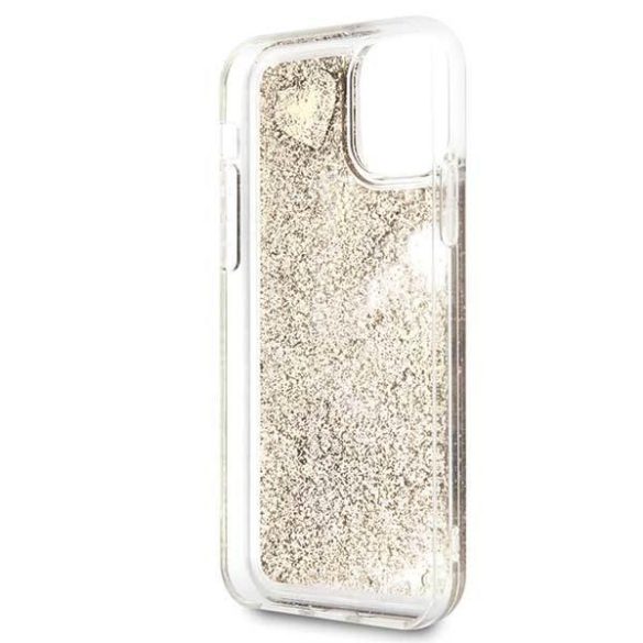 Guess GUHCN61GLHFLGO iPhone 11 6,1" / Xr arany csillogó szivecskés keménytok