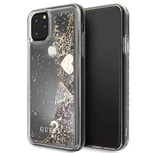 Guess GUHCN65GLHFLGO iPhone 11 Pro Max 6,5" arany csillogó szivecskés keménytok
