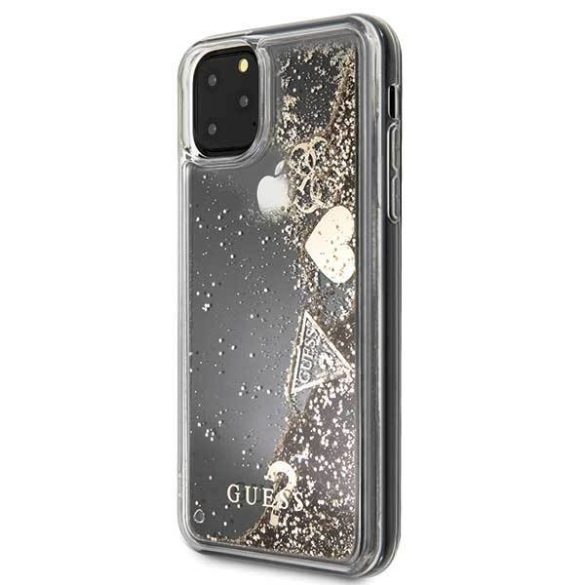 Guess GUHCN65GLHFLGO iPhone 11 Pro Max 6,5" arany csillogó szivecskés keménytok