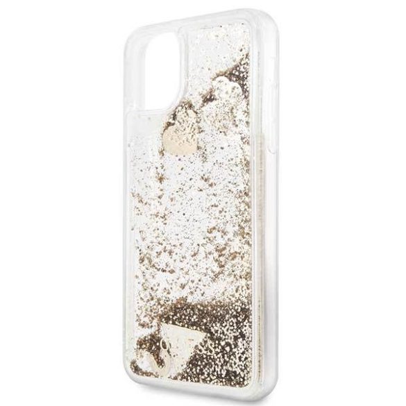 Guess GUHCN65GLHFLGO iPhone 11 Pro Max 6,5" arany csillogó szivecskés keménytok