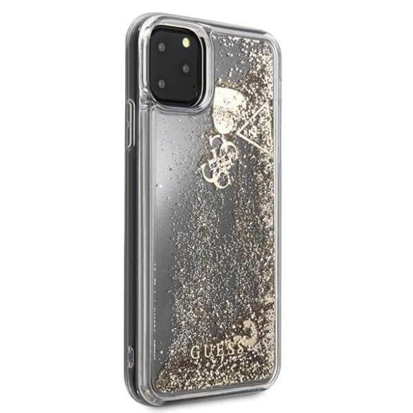 Guess GUHCN65GLHFLGO iPhone 11 Pro Max 6,5" arany csillogó szivecskés keménytok